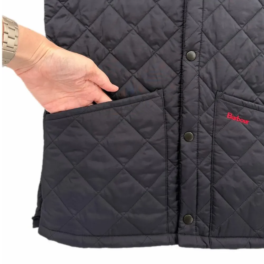 Barbour Youth Boy's XL Liddesdale Gilet Navy Quilted Snap Down Preppy Vest